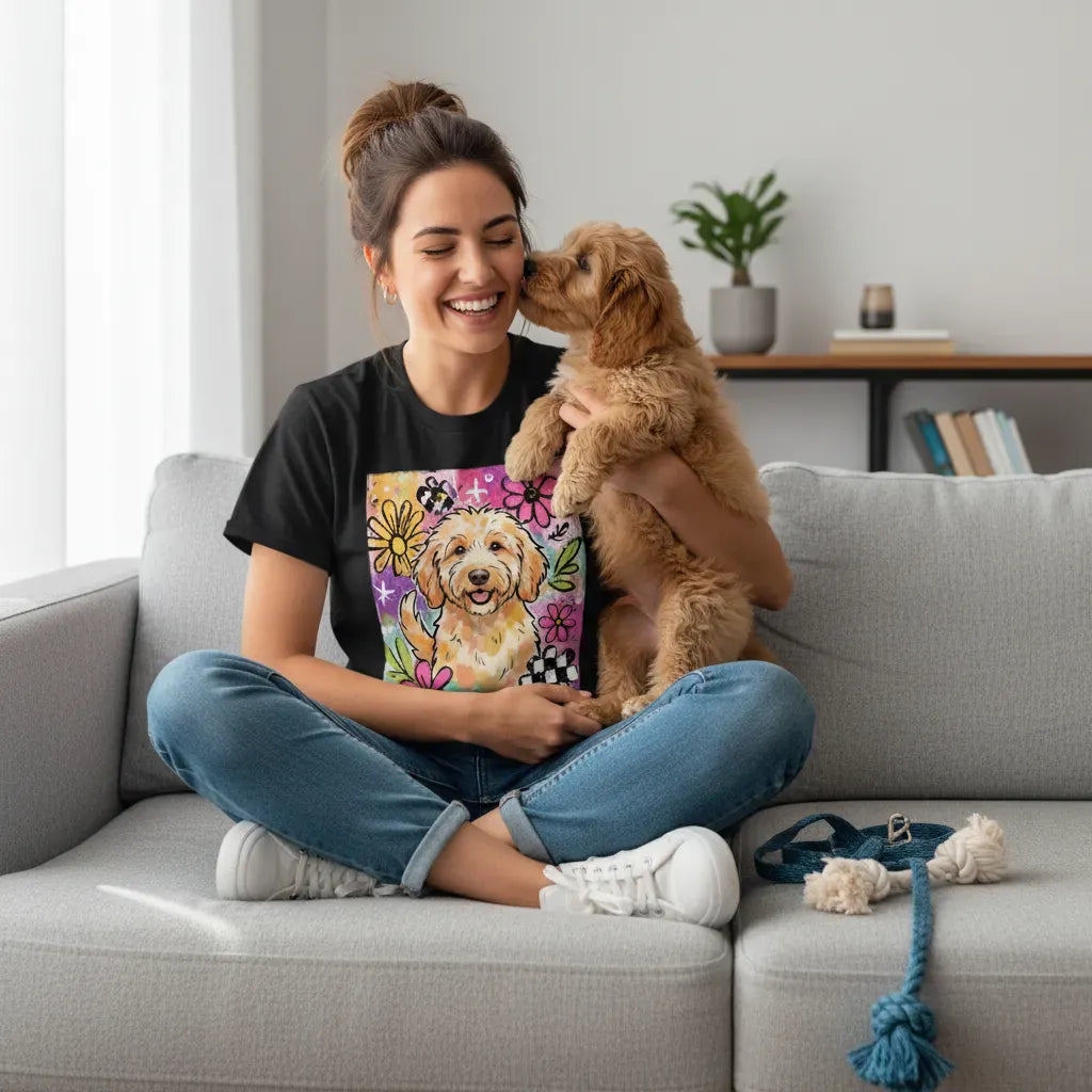 Apricot Goldendoodle Color Pop T-Shirt in by Puppy Jo