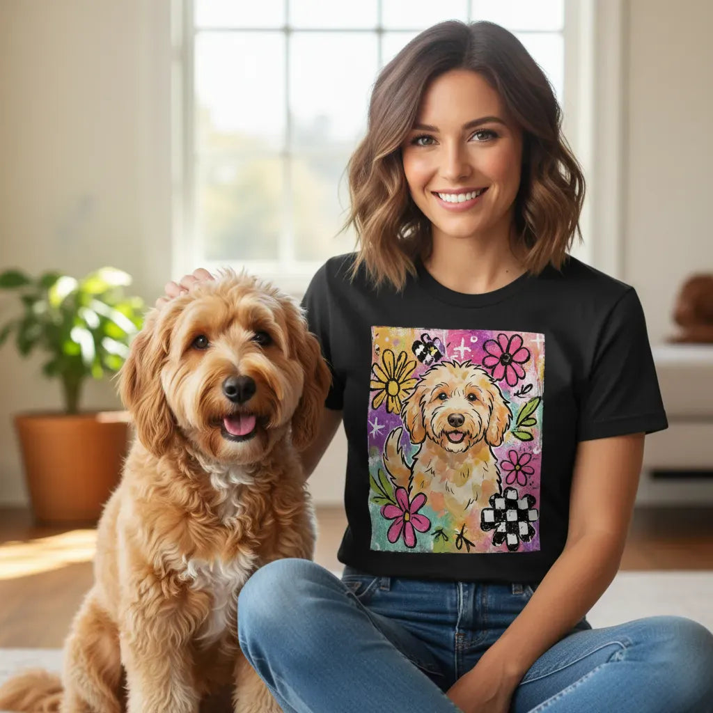 Apricot Goldendoodle Color Pop T-Shirt in by Puppy Jo