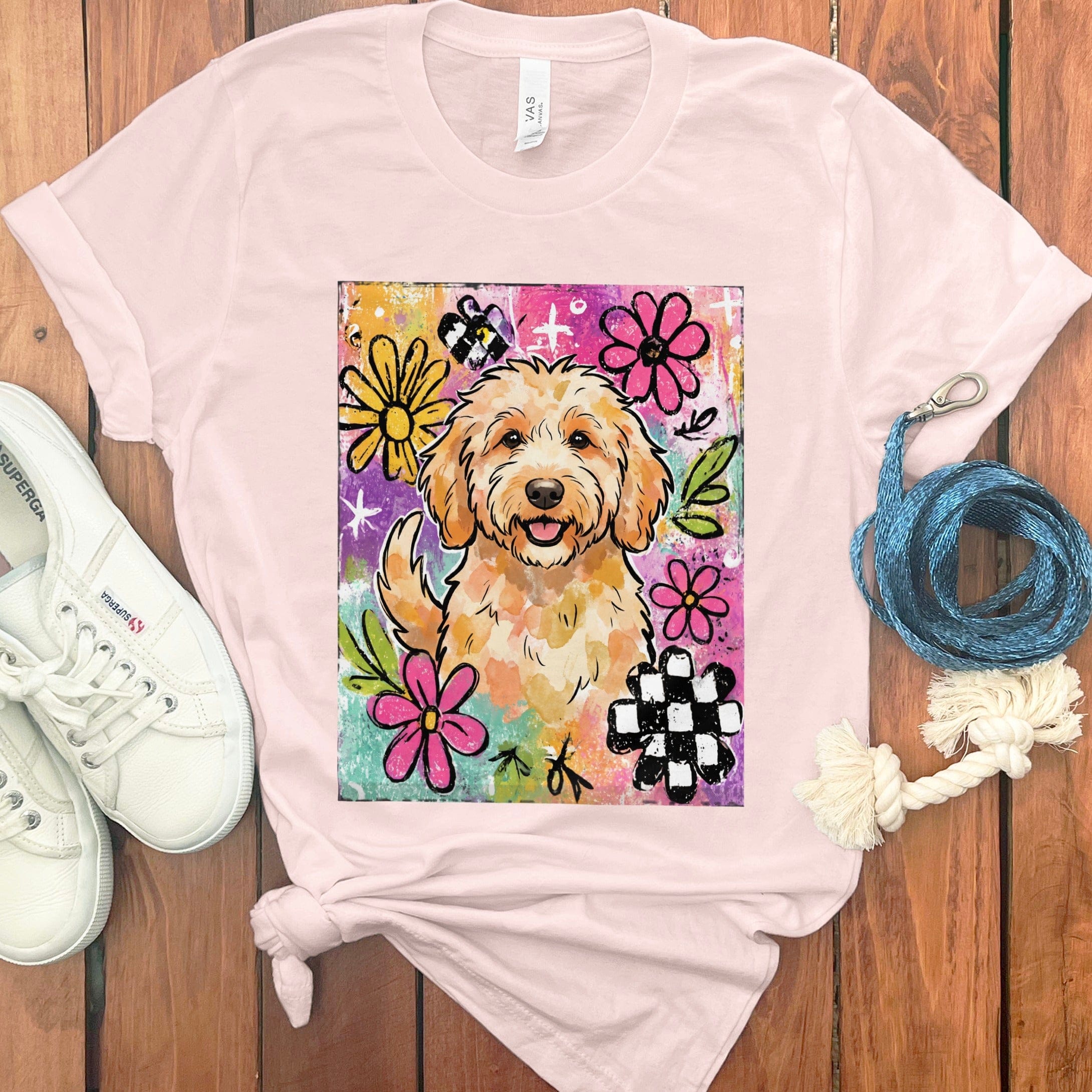 Apricot Goldendoodle Color Pop T-Shirt in Soft Pink / S by Puppy Jo