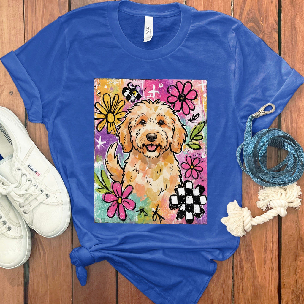 Apricot Goldendoodle Color Pop T-Shirt in True Royal / S by Puppy Jo