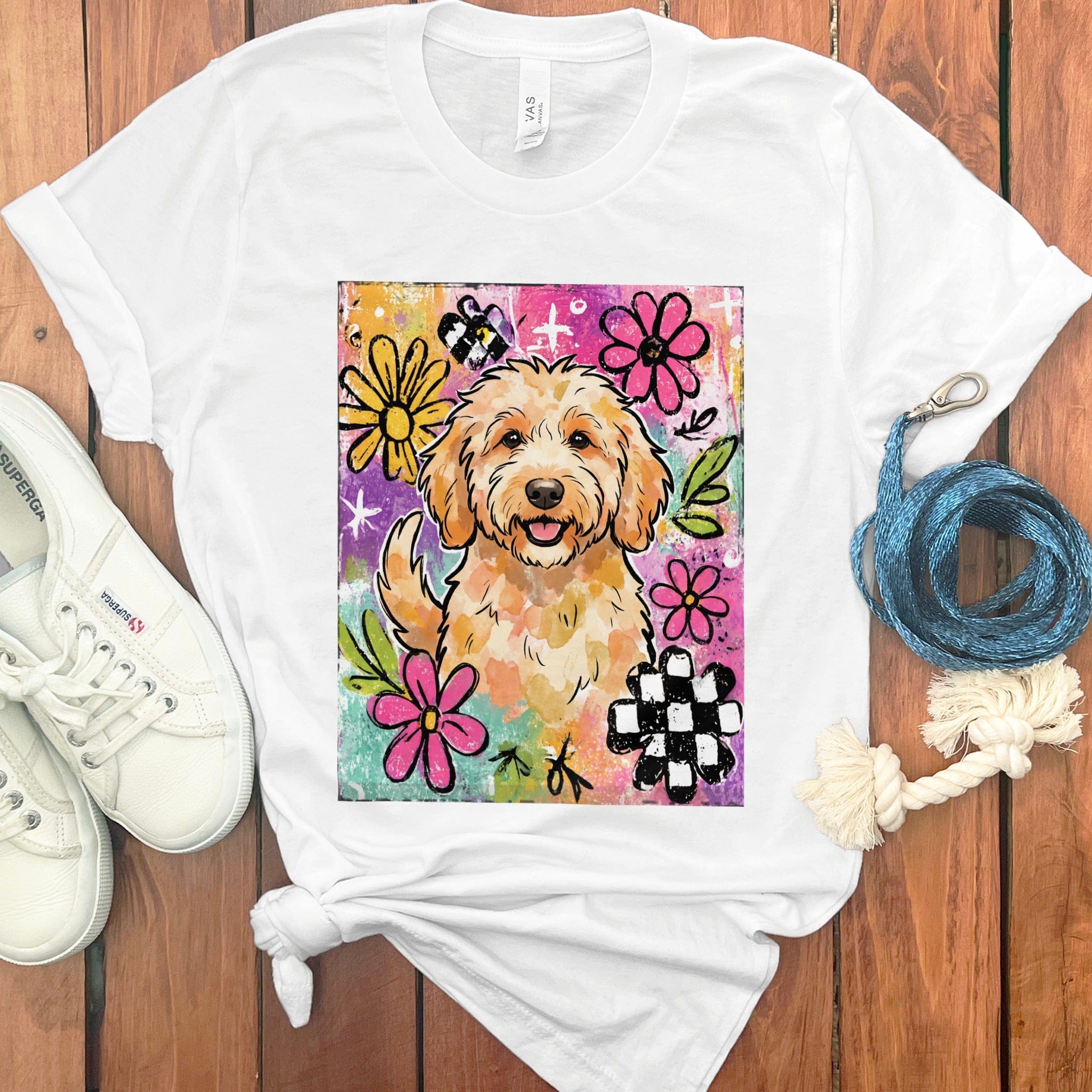 Apricot Goldendoodle Color Pop T-Shirt in White / S by Puppy Jo