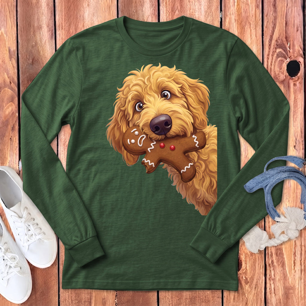 Apricot Goldendoodle Cookie Thief Long Sleeve T-Shirt in Heather Forest / S by Puppy Jo