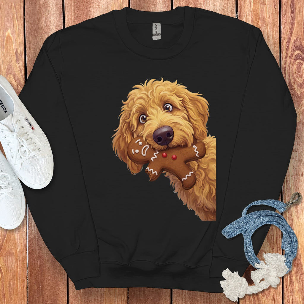 Apricot Goldendoodle Cookie Thief Sweatshirt in Black / S by Puppy Jo