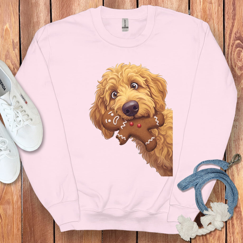 Apricot Goldendoodle Cookie Thief Sweatshirt in Light Pink / S by Puppy Jo