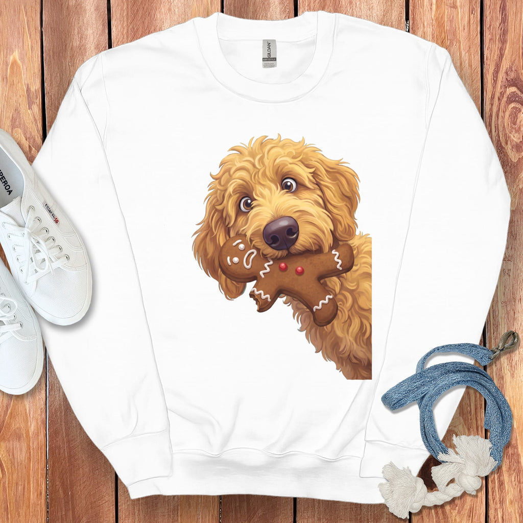 Apricot Goldendoodle Cookie Thief Sweatshirt in White / S by Puppy Jo