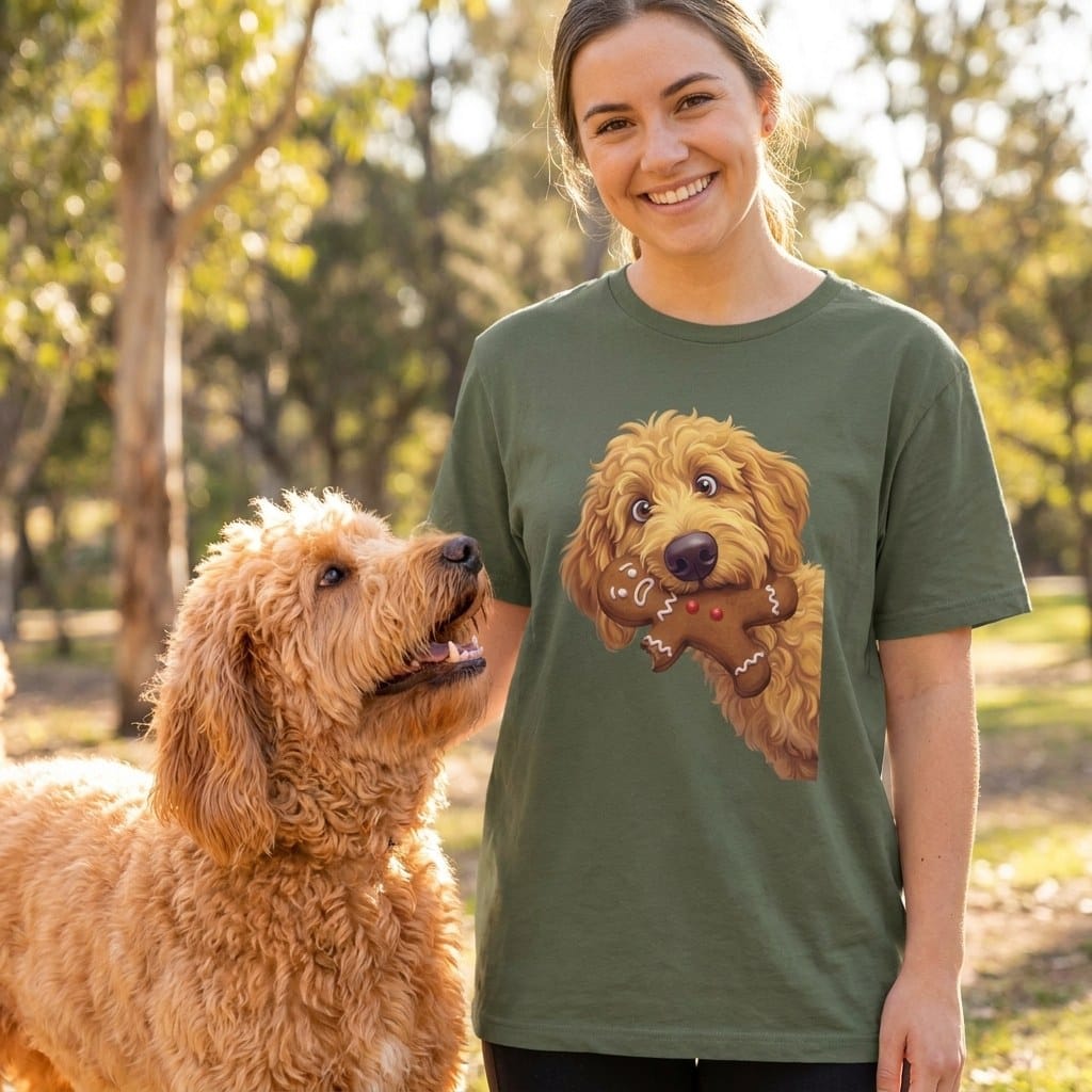 Apricot Goldendoodle Cookie Thief T-Shirt in by Puppy Jo