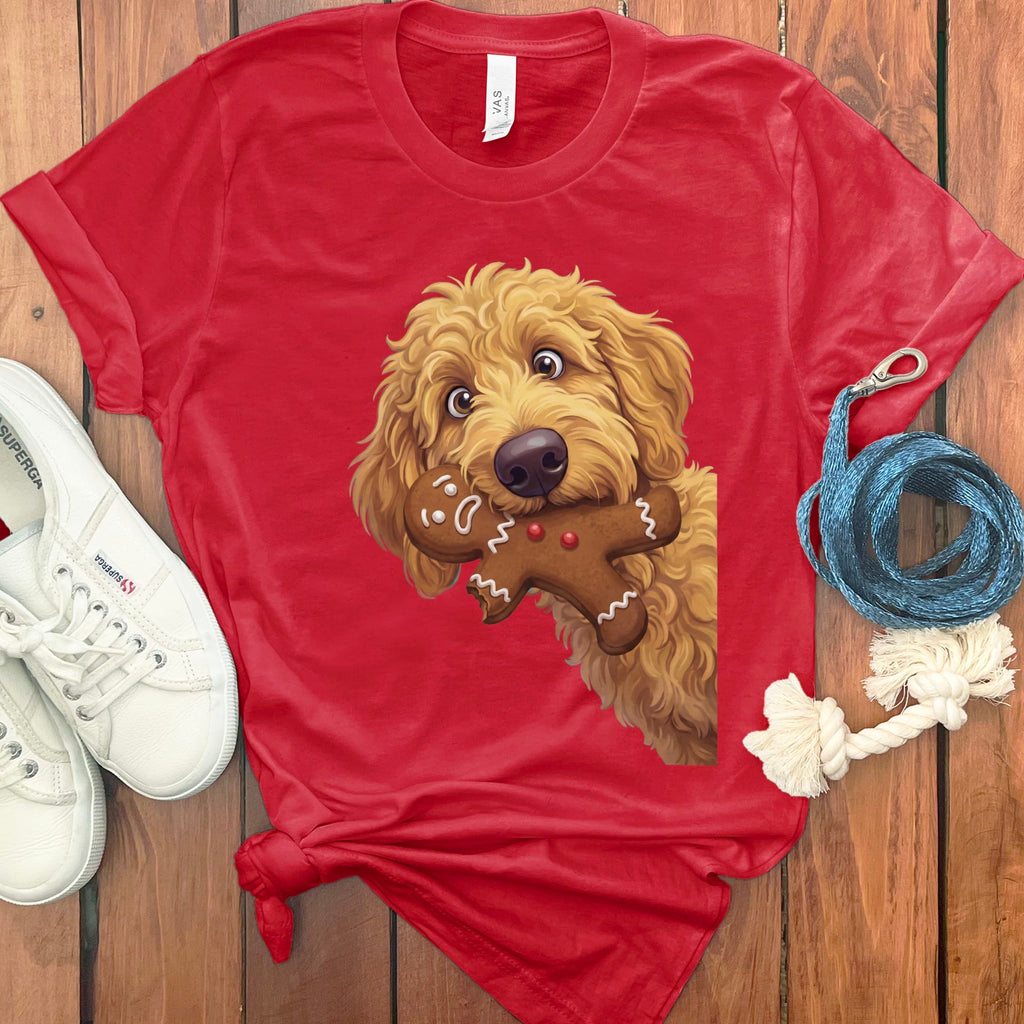 Apricot Goldendoodle Cookie Thief T-Shirt in Red / S by Puppy Jo