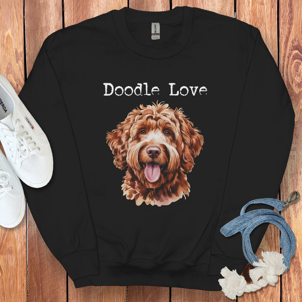 Apricot Goldendoodle Doodle Love Sweatshirt in Black / S by Puppy Jo