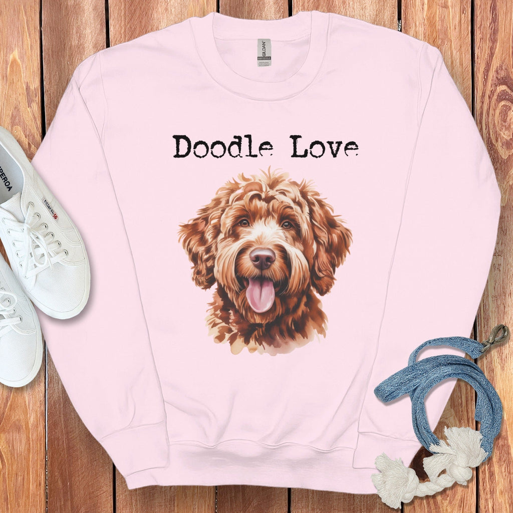 Apricot Goldendoodle Doodle Love Sweatshirt in Light Pink / S by Puppy Jo