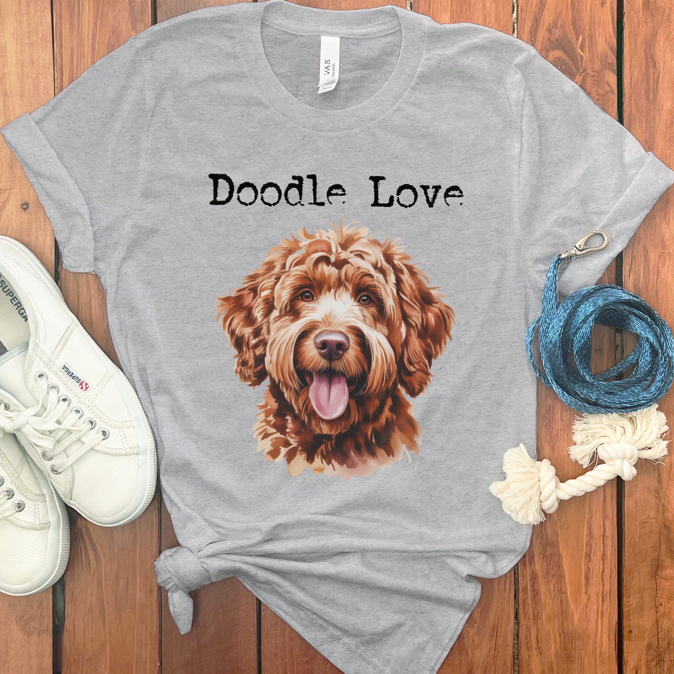 Apricot Goldendoodle Doodle Love T-Shirt in Athletic Heather / S by Puppy Jo