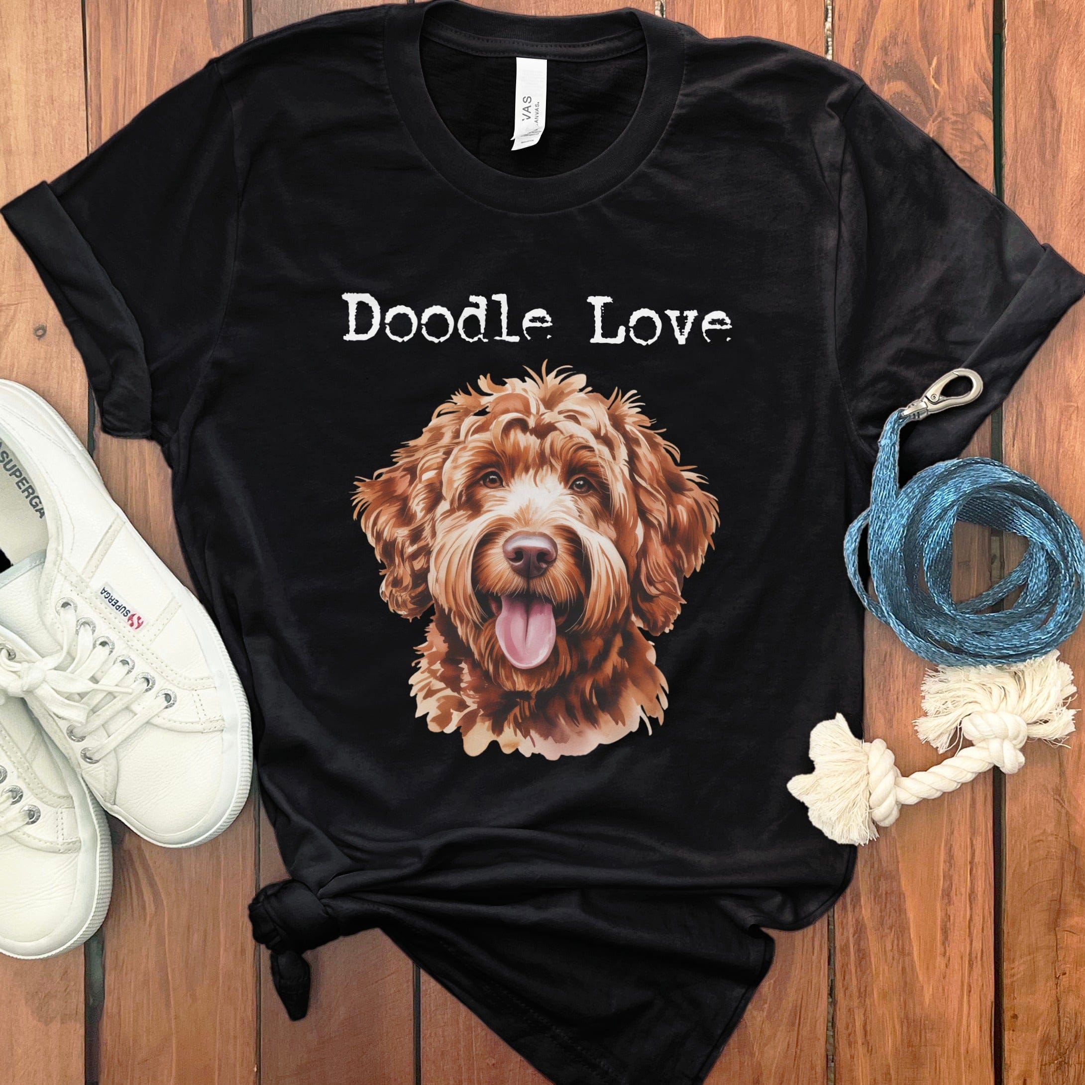 Apricot Goldendoodle Doodle Love T-Shirt in Black / S by Puppy Jo