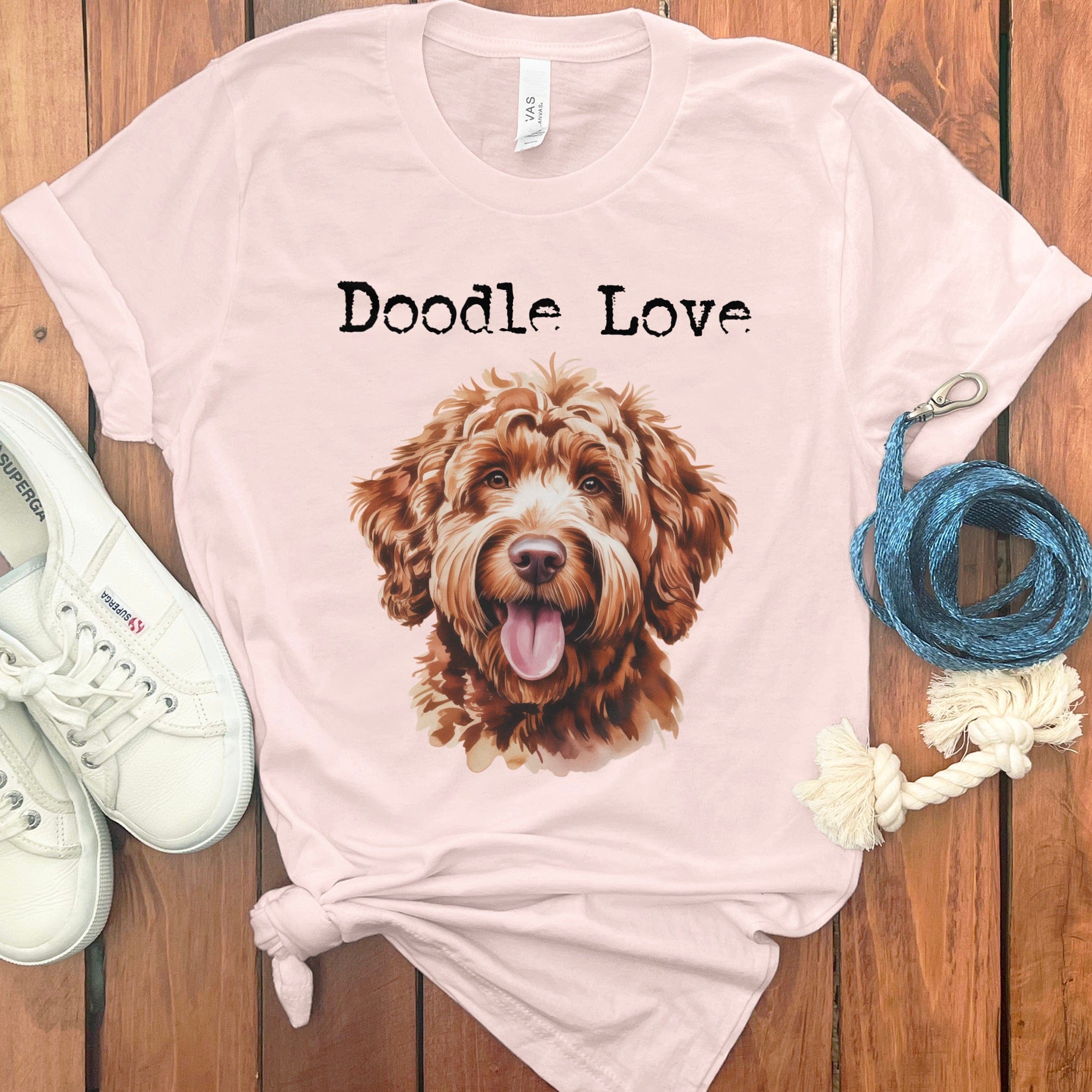 Apricot Goldendoodle Doodle Love T-Shirt in Soft Pink / S by Puppy Jo