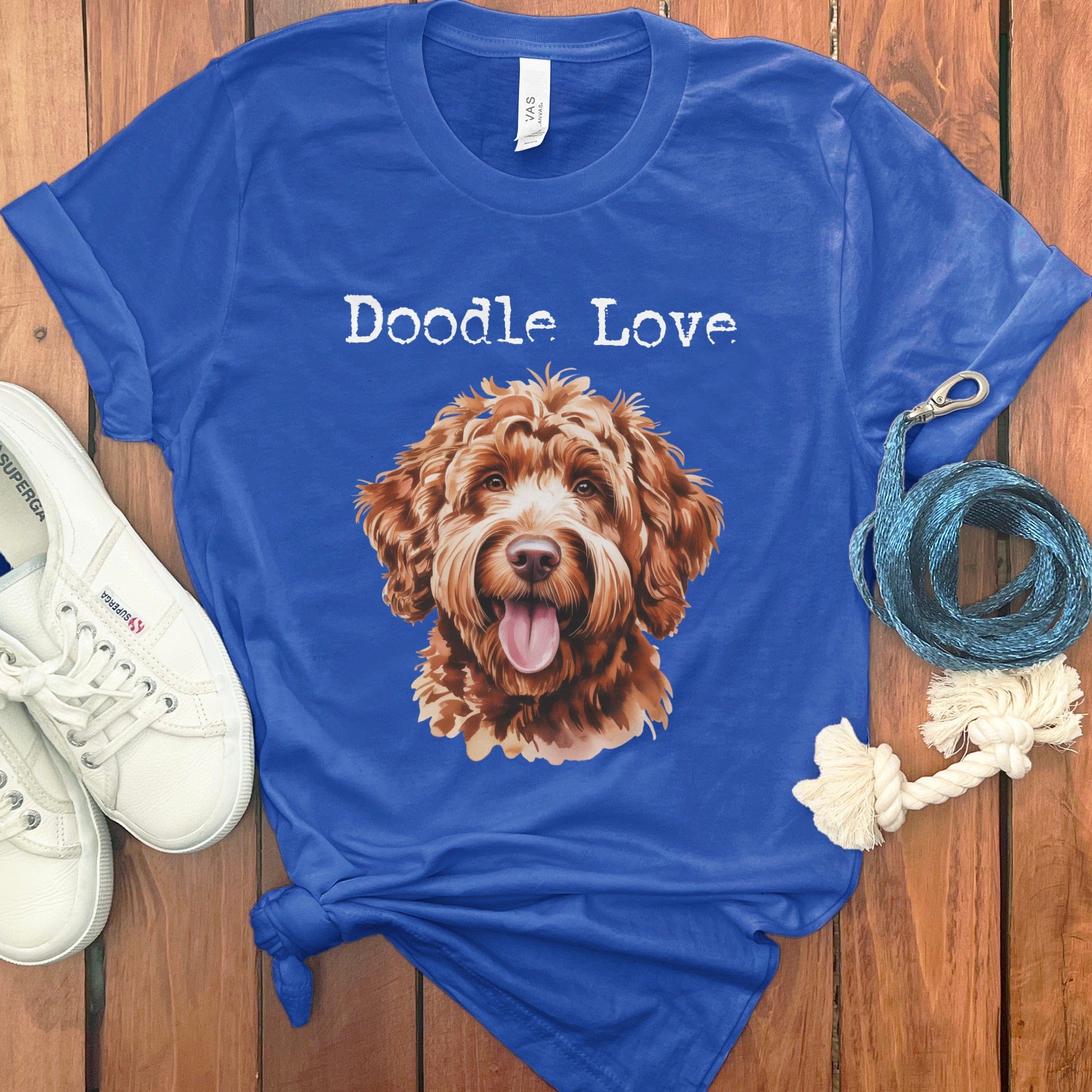 Apricot Goldendoodle Doodle Love T-Shirt in True Royal / S by Puppy Jo
