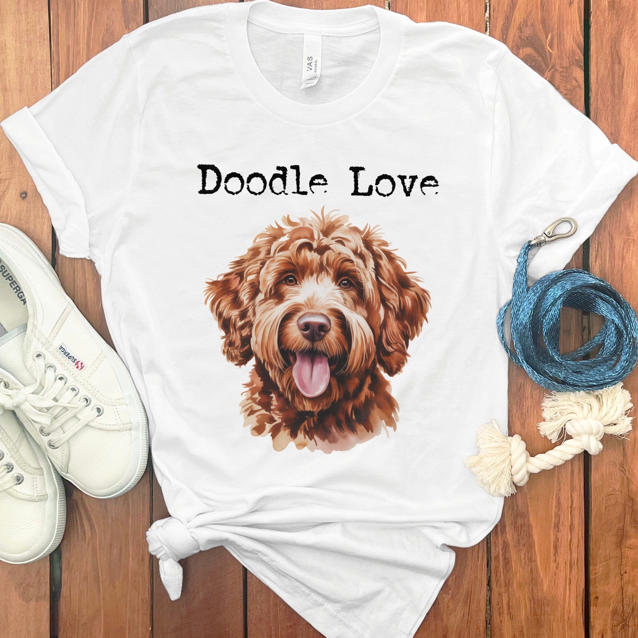 Apricot Goldendoodle Doodle Love T-Shirt in White / S by Puppy Jo