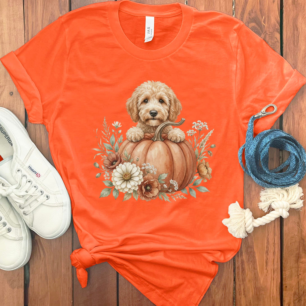 Apricot Goldendoodle Fall T-Shirt in Orange / S by Puppy Jo