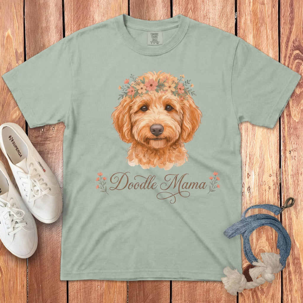 Apricot Goldendoodle Floral Crown Signature T-Shirt in Bay / S by Puppy Jo