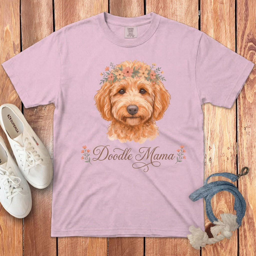 Apricot Goldendoodle Floral Crown Signature T-Shirt in Blossom / S by Puppy Jo