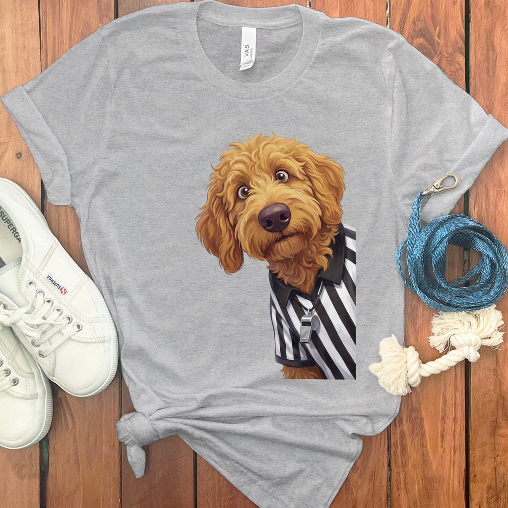 Apricot Goldendoodle Football Referee T-Shirt in Athletic Heather / S by Puppy Jo