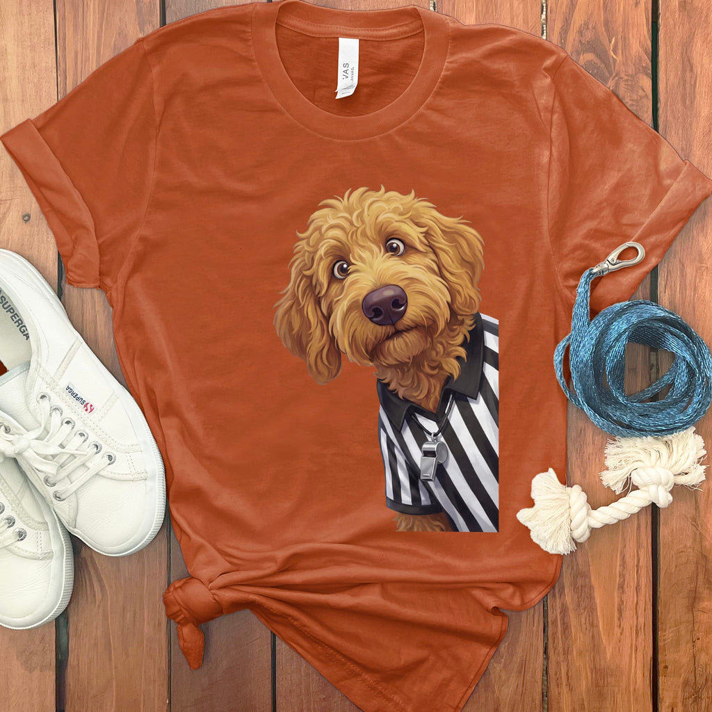 Apricot Goldendoodle Football Referee T-Shirt in Autumn / S by Puppy Jo
