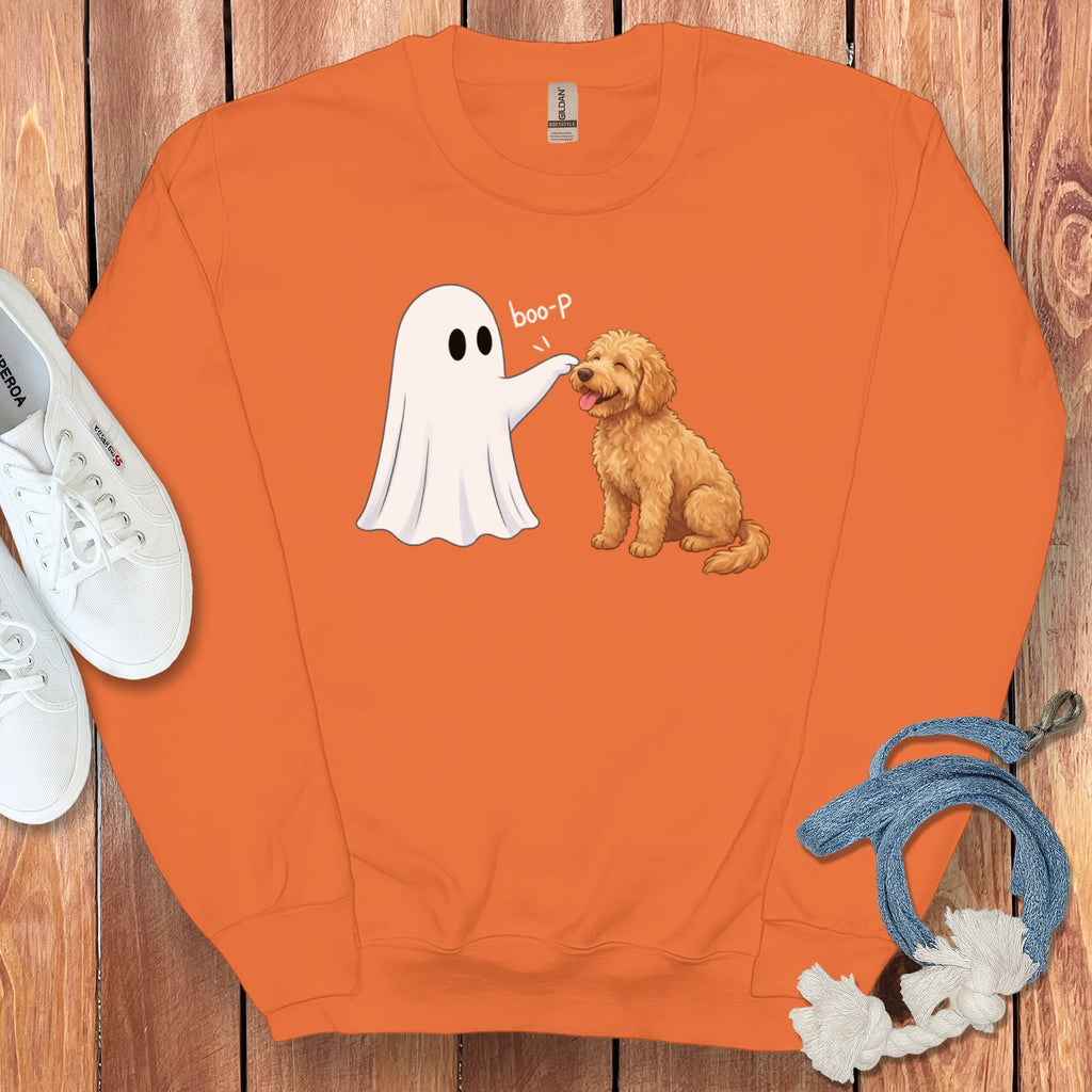 Apricot Goldendoodle Ghost Boop Sweatshirt in M / Orange by Puppy Jo