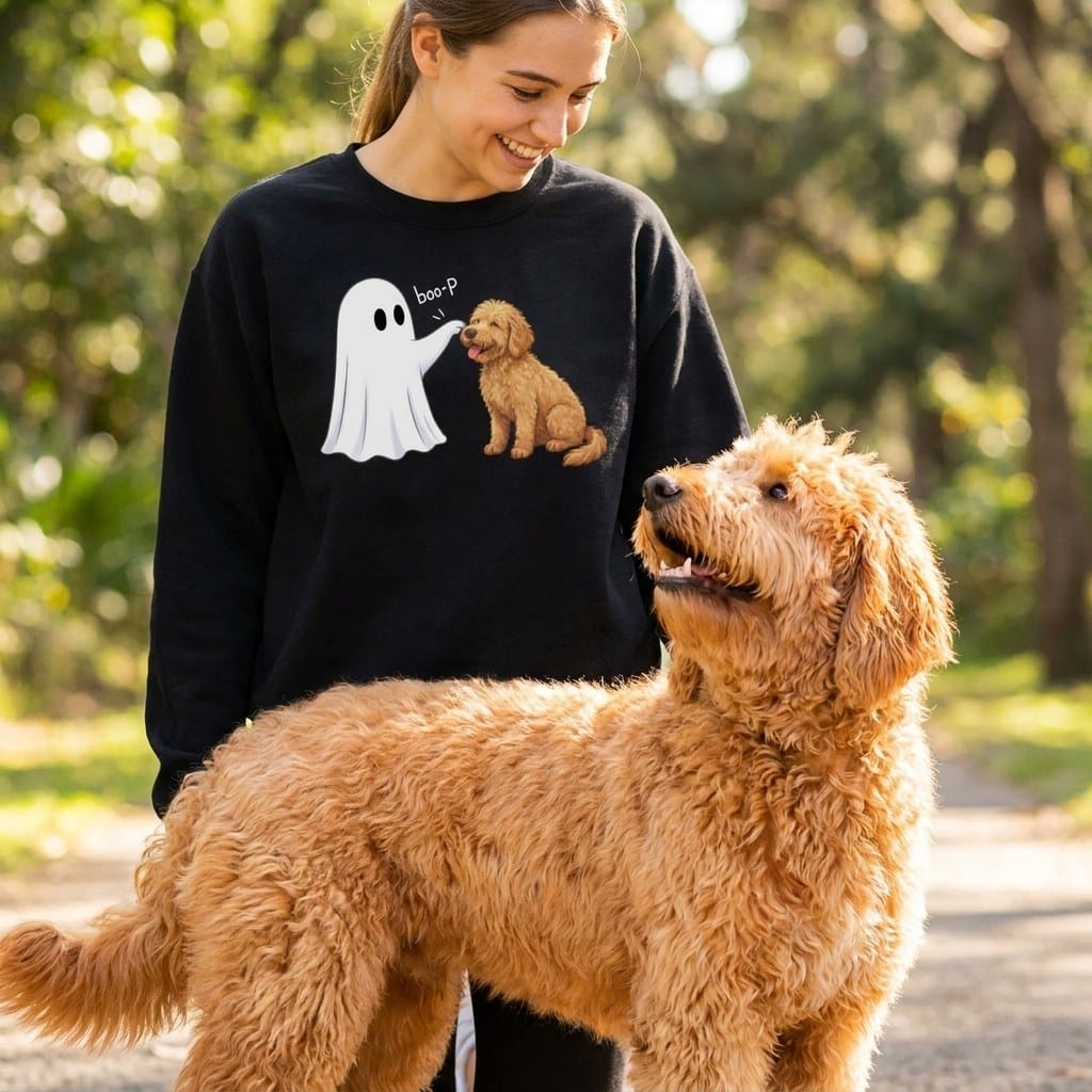 Apricot Goldendoodle Ghost Boop Sweatshirt in by Puppy Jo