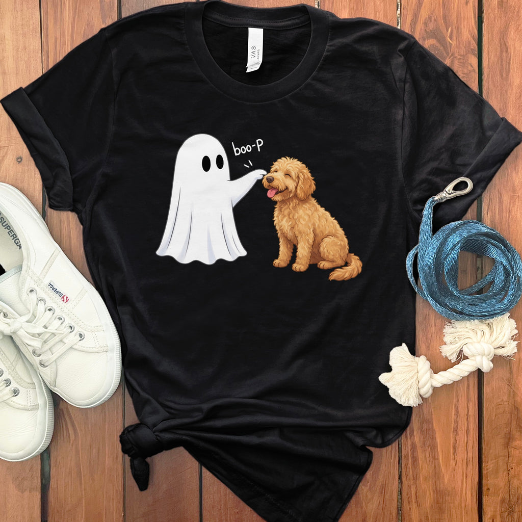 Apricot Goldendoodle Ghost Boop T-Shirt in Black / S by Puppy Jo