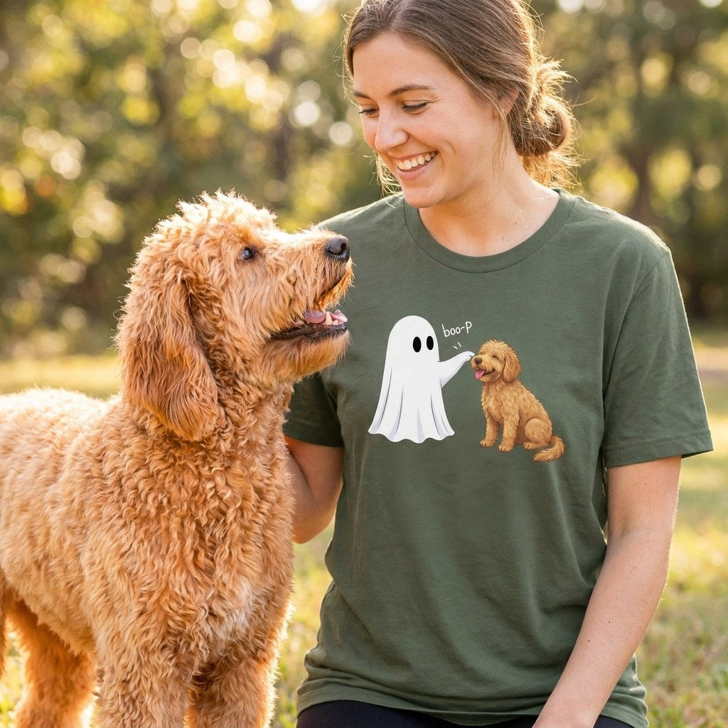 Apricot Goldendoodle Ghost Boop T-Shirt in by Puppy Jo