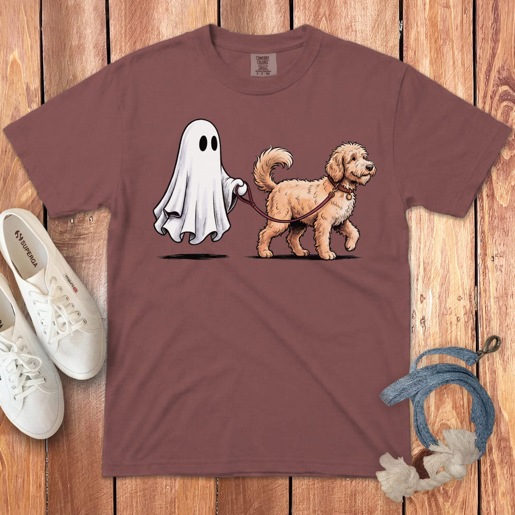 Apricot Goldendoodle Ghost Walk Signature T-Shirt in Brick / S by Puppy Jo