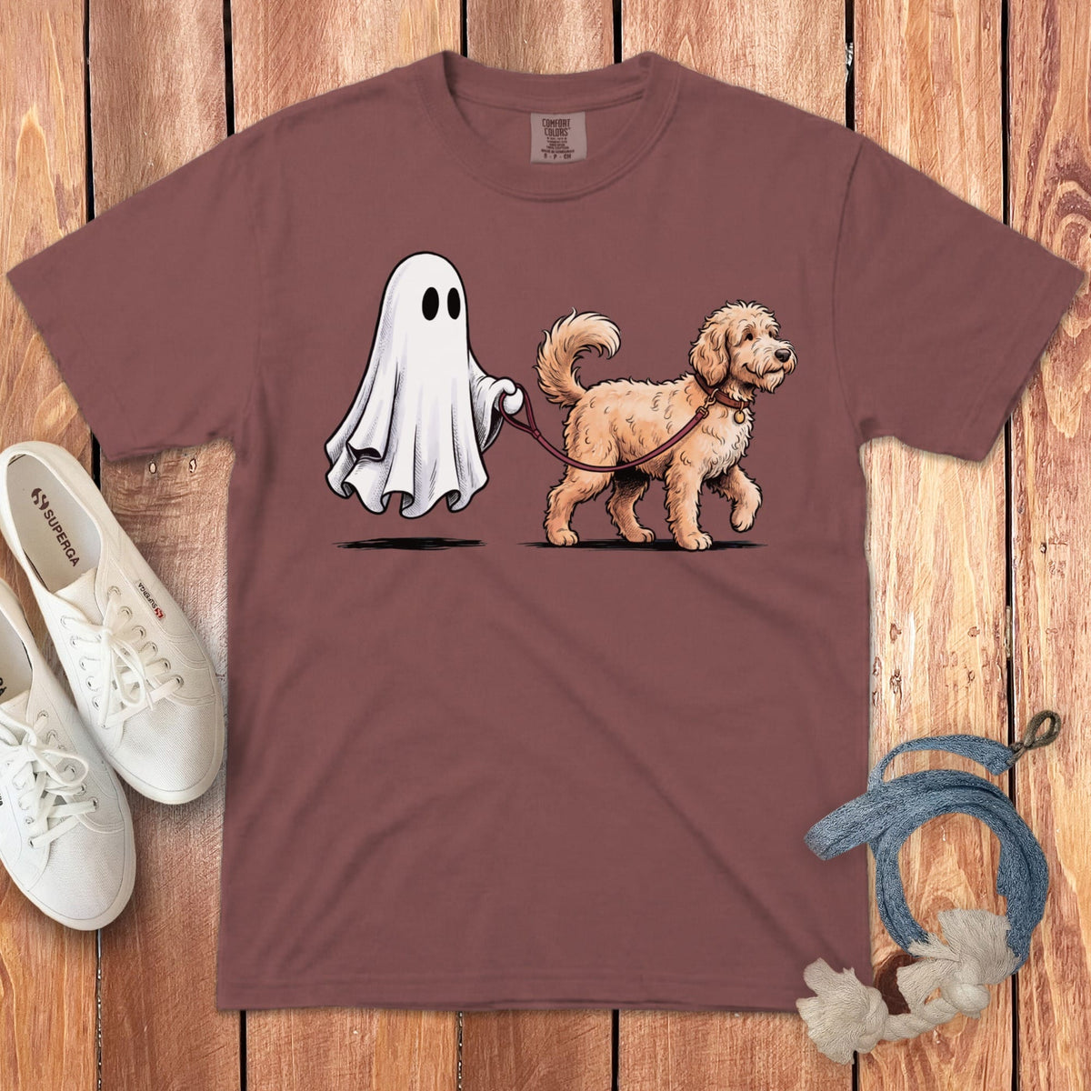 Apricot Goldendoodle Ghost Walk Signature T-Shirt in Brick / S by Puppy Jo