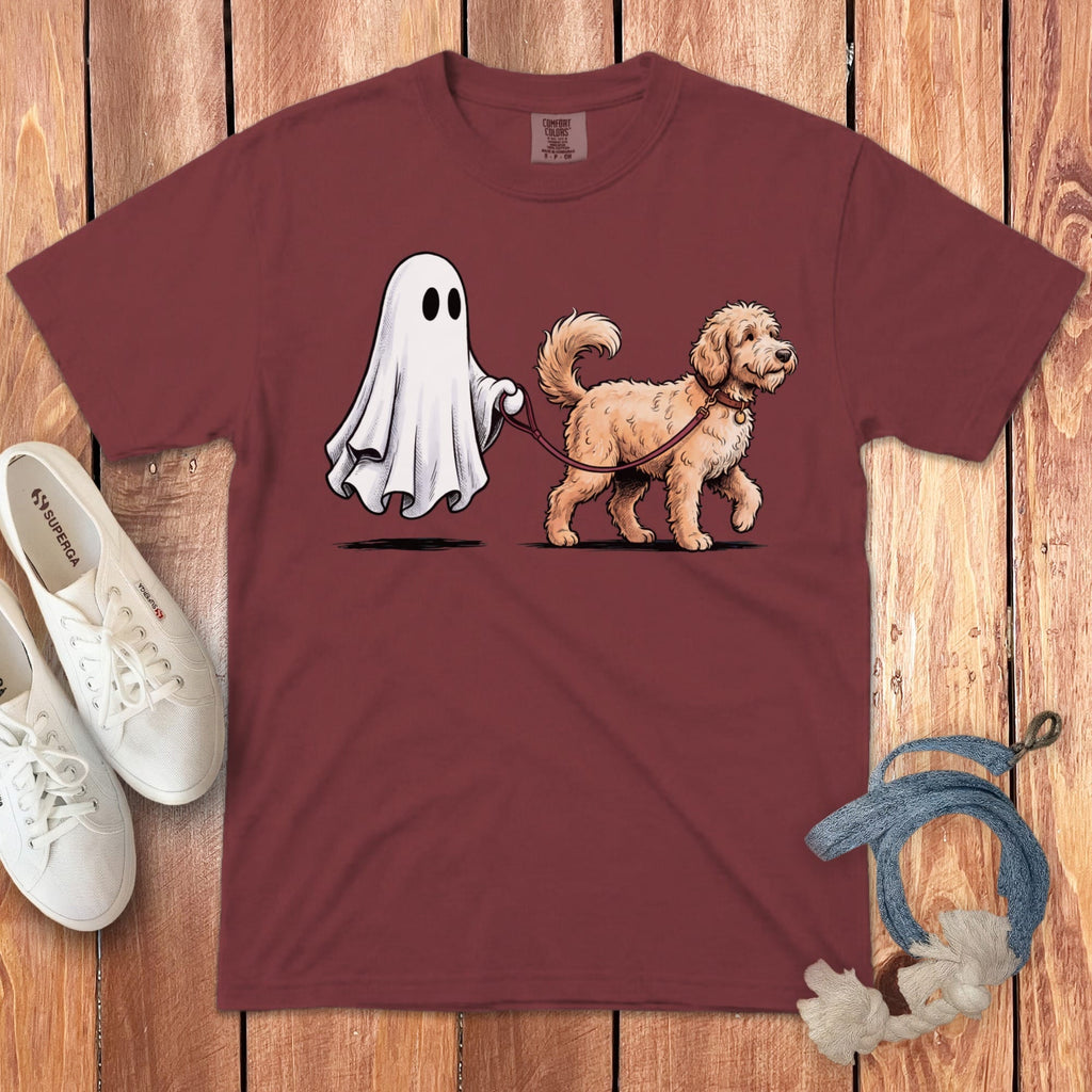 Apricot Goldendoodle Ghost Walk Signature T-Shirt in Chili / S by Puppy Jo