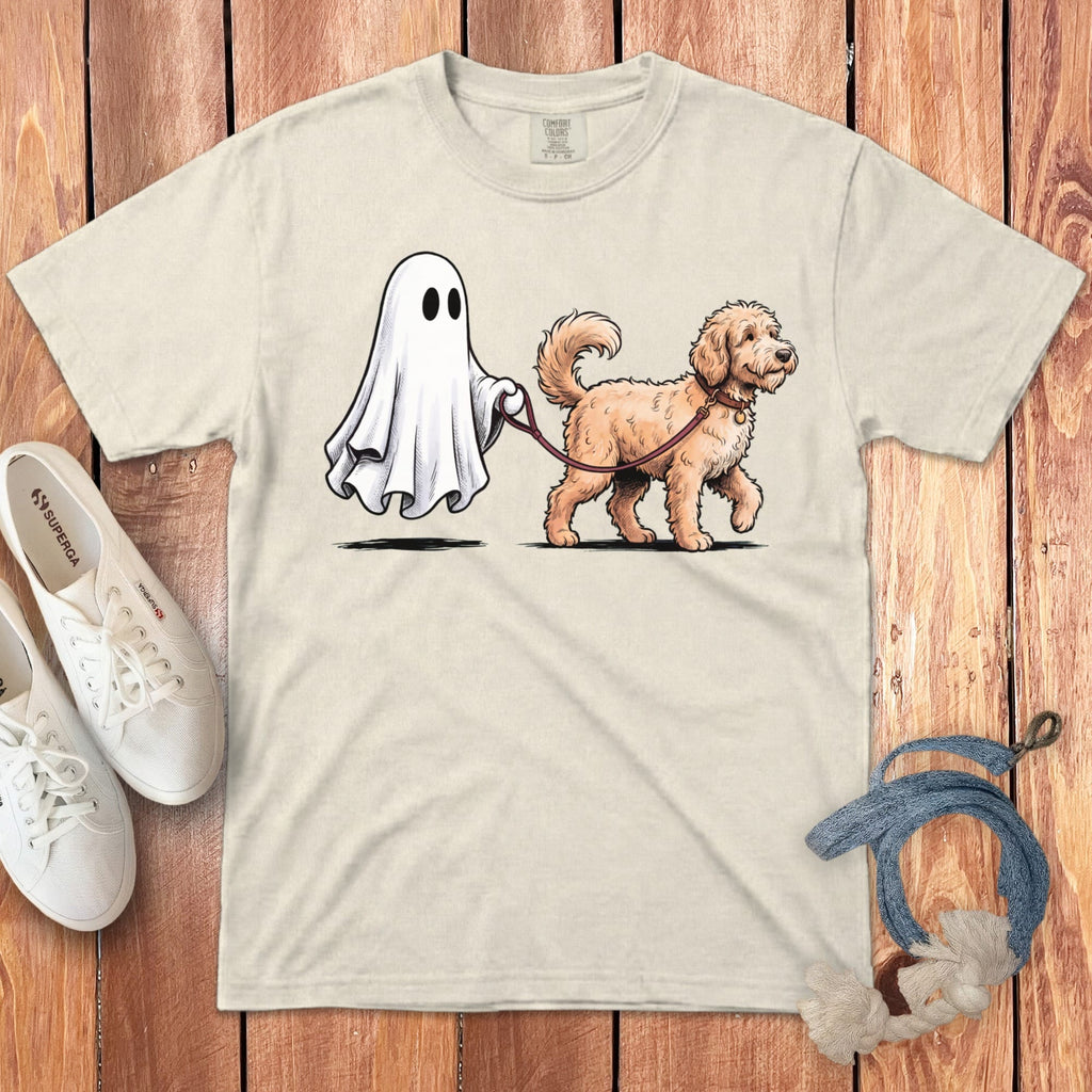 Apricot Goldendoodle Ghost Walk Signature T-Shirt in Ivory / S by Puppy Jo