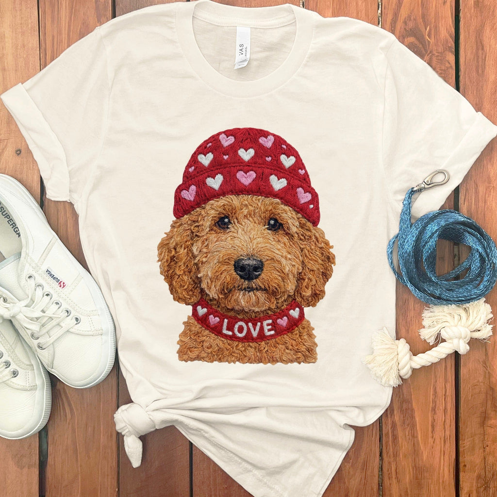 Apricot Goldendoodle Heart Cap T-Shirt in Natural / S by Puppy Jo