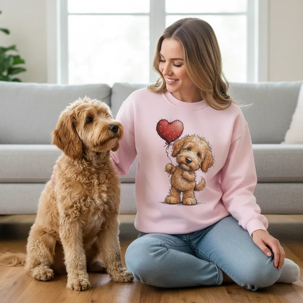 Apricot Goldendoodle Heart Sweatshirt in by Puppy Jo
