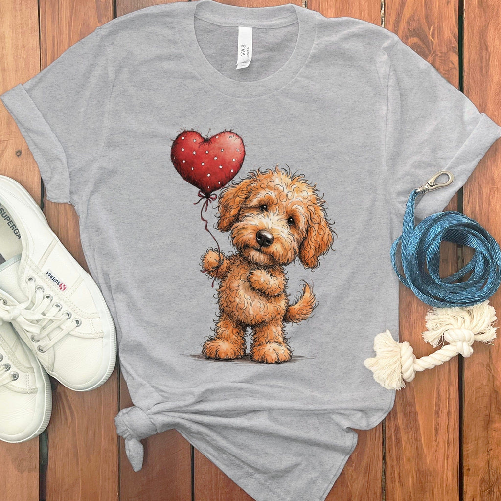 Apricot Goldendoodle Heart T-Shirt in Athletic Heather / S by Puppy Jo
