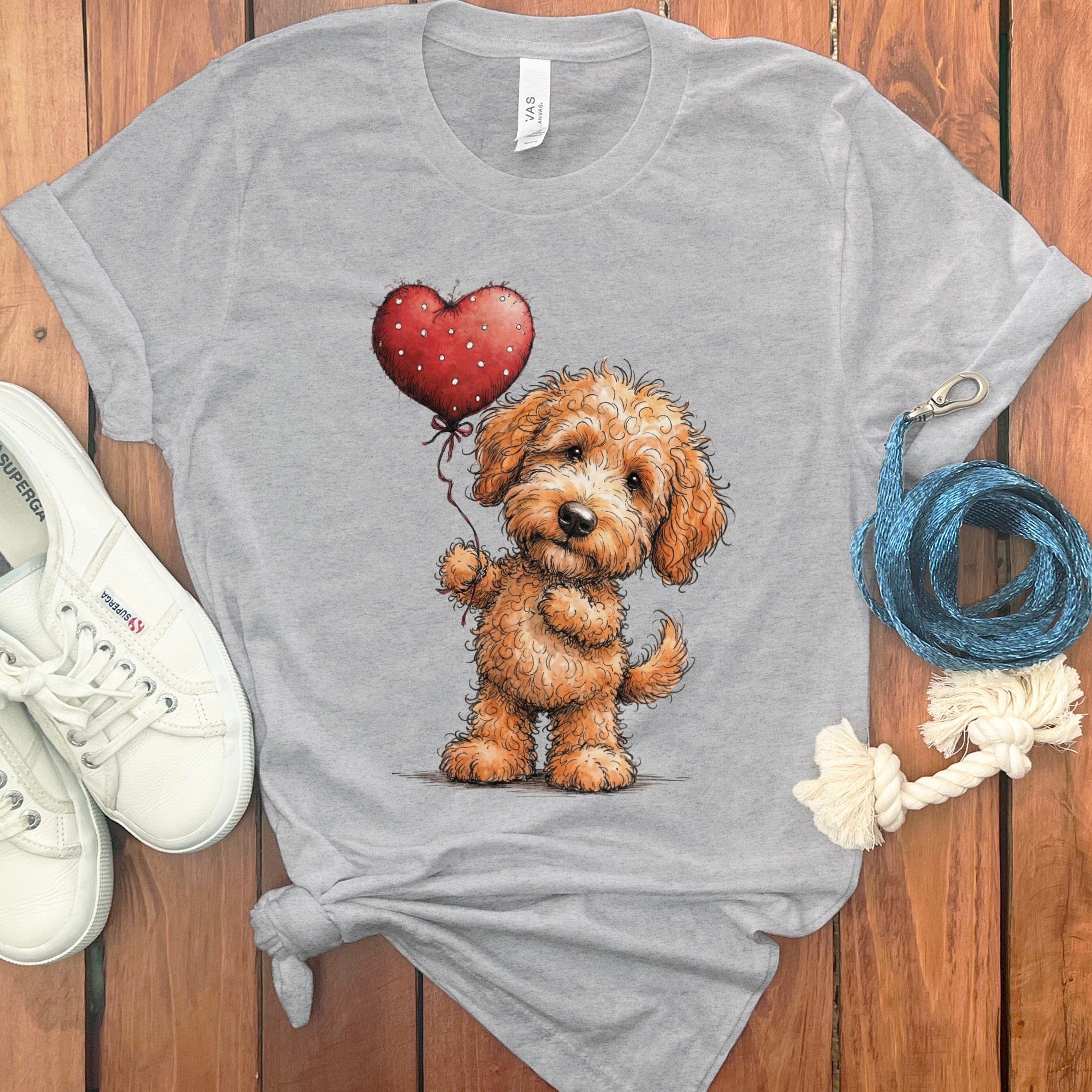 Apricot Goldendoodle Heart T-Shirt in Athletic Heather / S by Puppy Jo