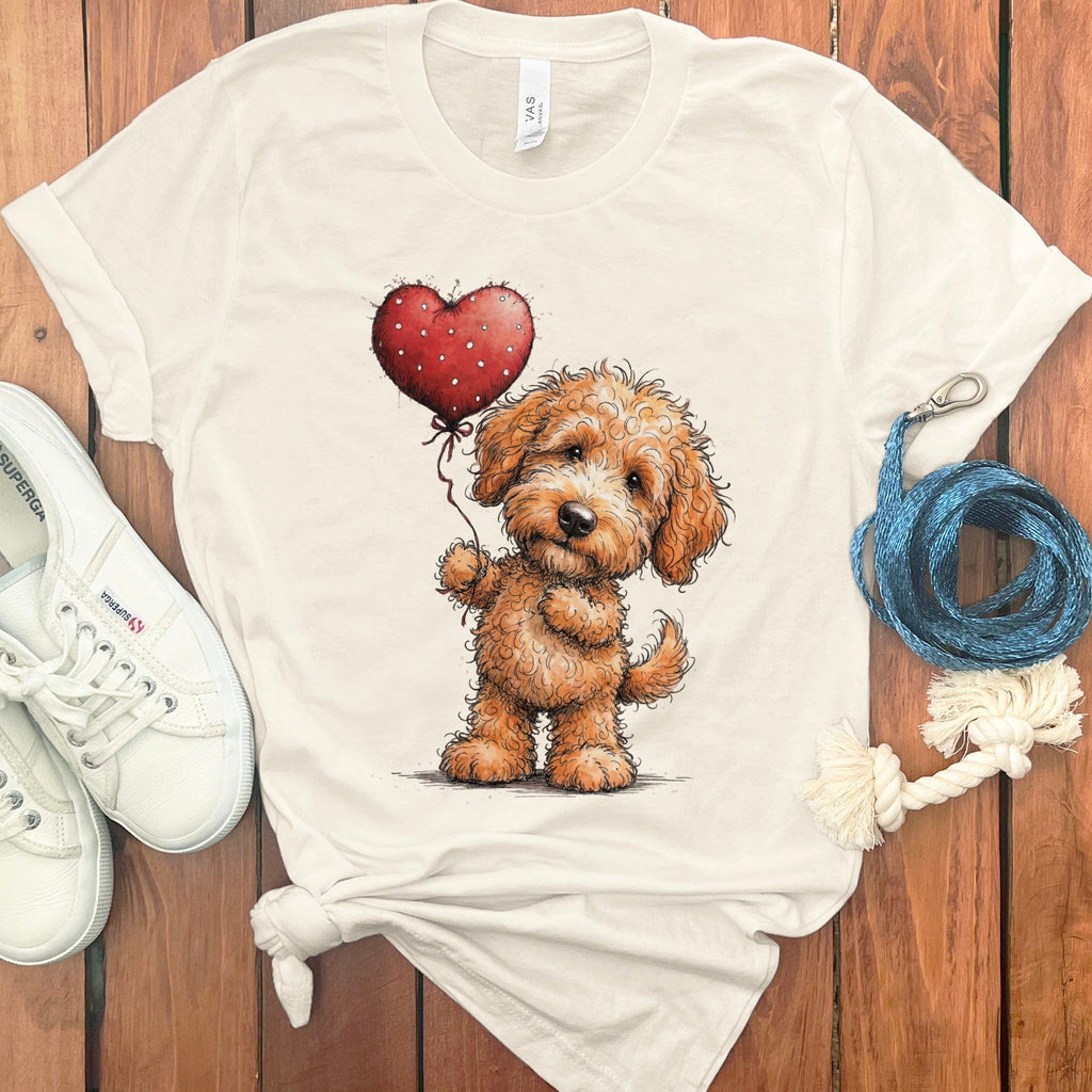 Apricot Goldendoodle Heart T-Shirt in Natural / S by Puppy Jo