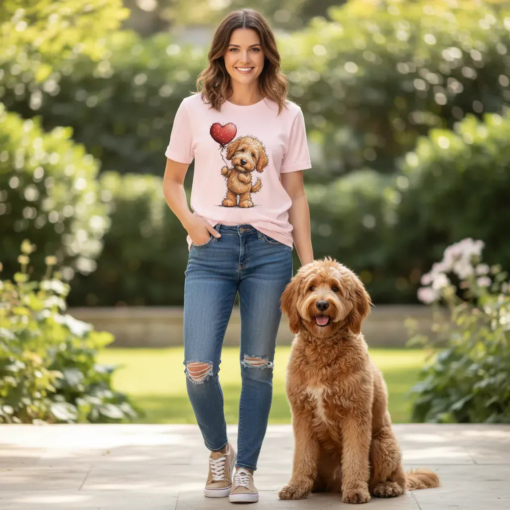 Apricot Goldendoodle Heart T-Shirt in by Puppy Jo