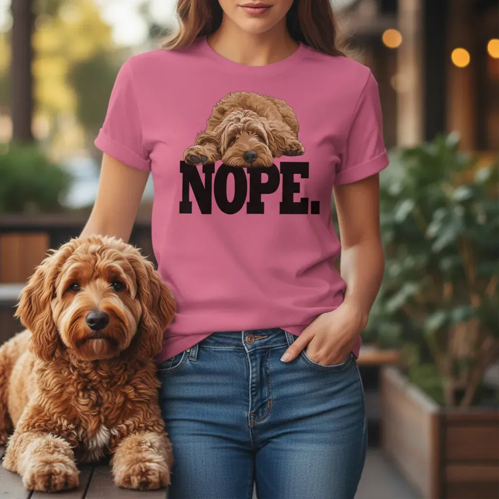 Apricot Goldendoodle Labradoodle Nope Signature T-Shirt in by Puppy Jo