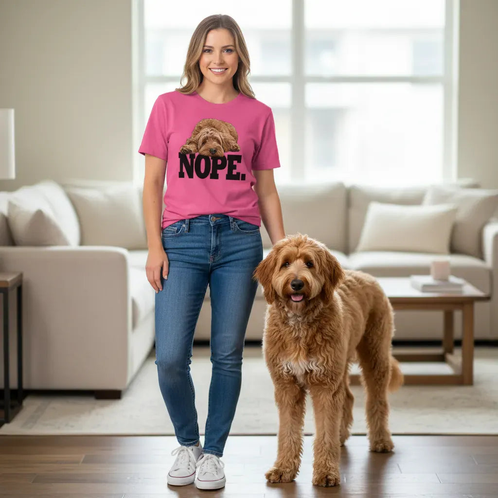 Apricot Goldendoodle Labradoodle Nope Signature T-Shirt in by Puppy Jo