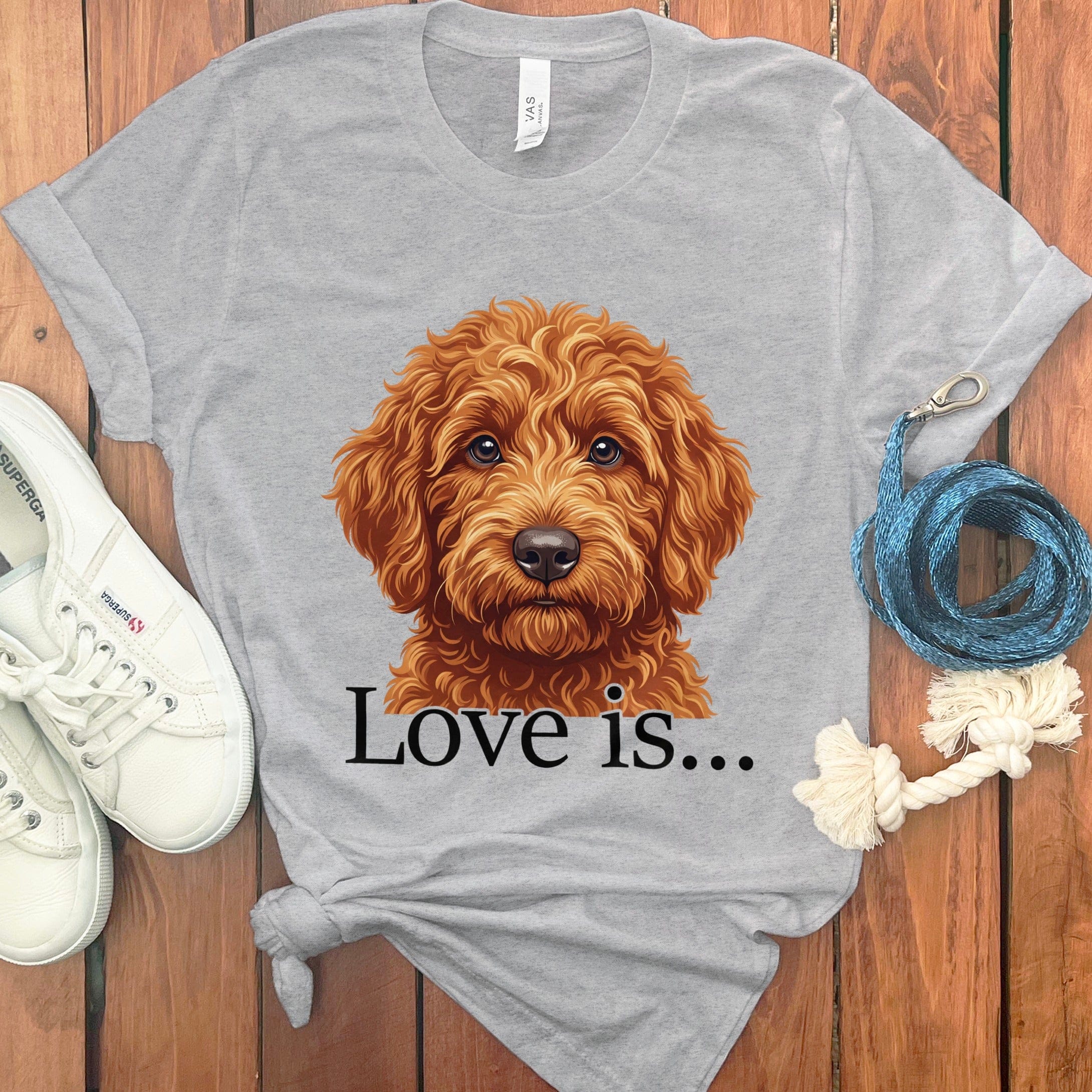 Apricot Goldendoodle Love T-Shirt in Athletic Heather / M by Puppy Jo