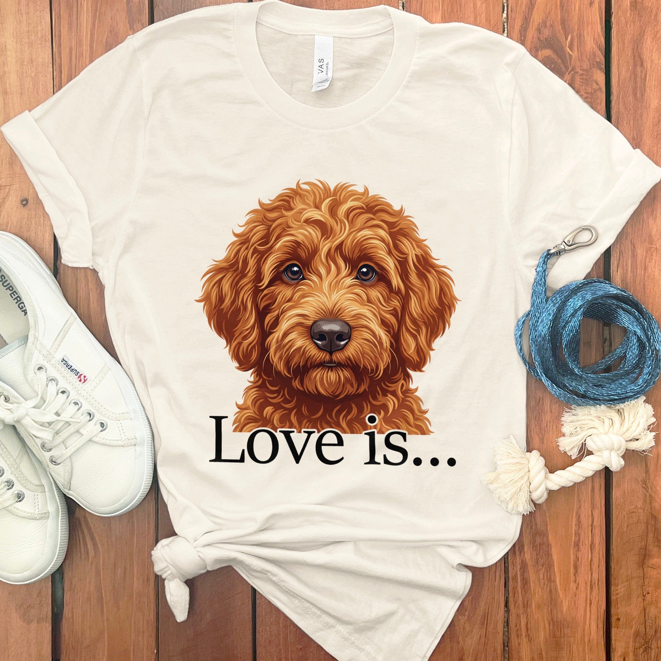 Apricot Goldendoodle Love T-Shirt in Natural / M by Puppy Jo