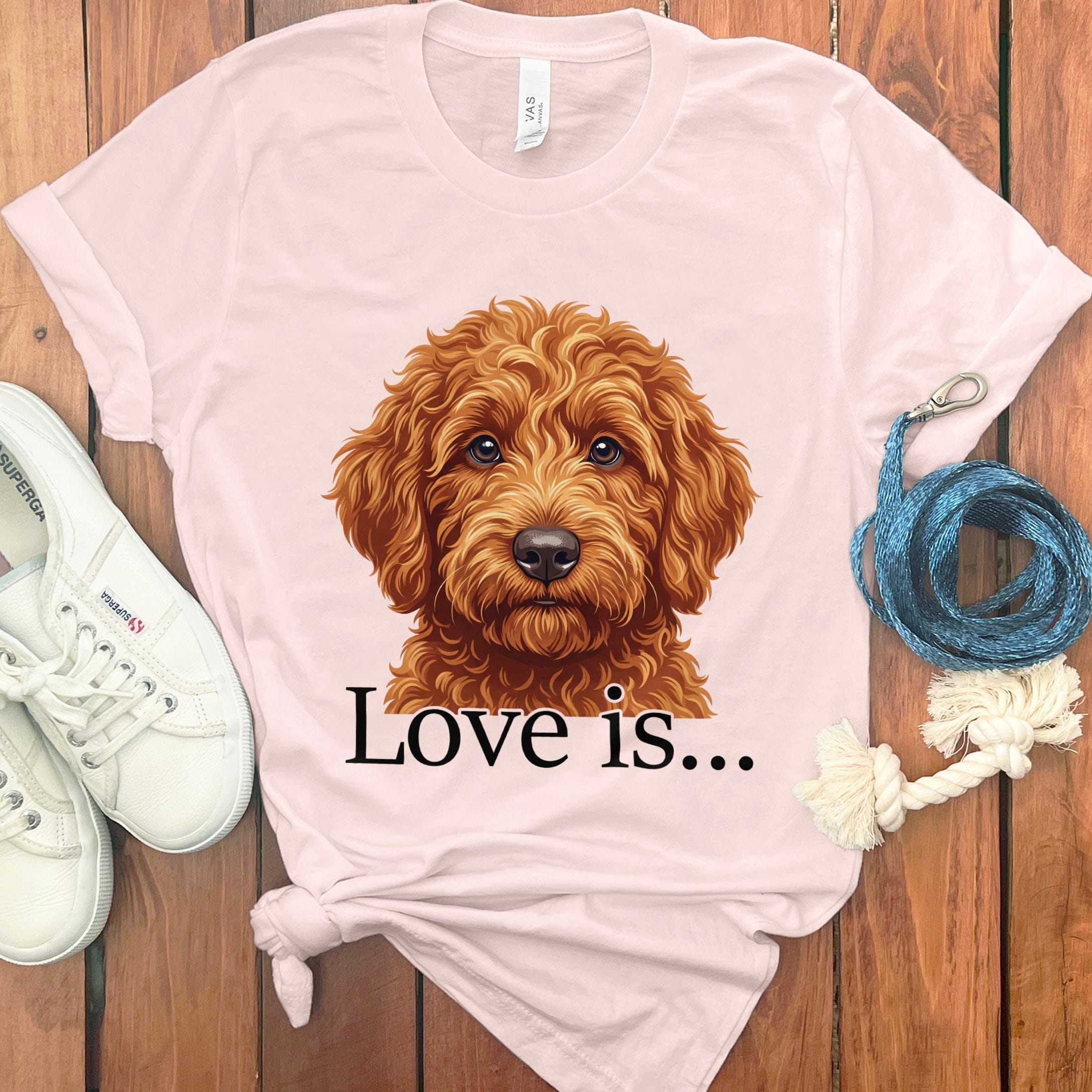 Apricot Goldendoodle Love T-Shirt in Soft Pink / M by Puppy Jo