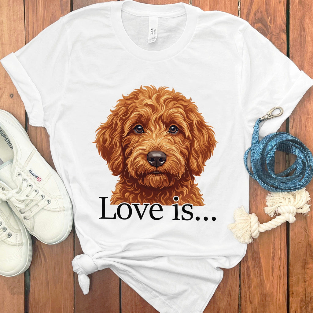 Apricot Goldendoodle Love T-Shirt in White / M by Puppy Jo