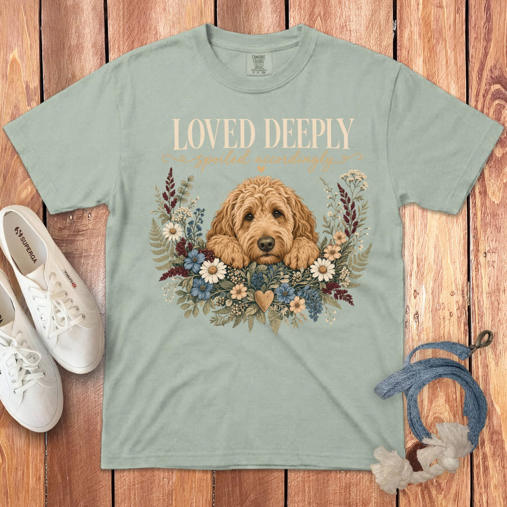 Apricot Goldendoodle Loved Signature T-Shirt in S / Bay by Puppy Jo