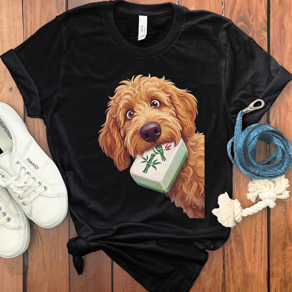 Apricot Goldendoodle Mahjong T-Shirt in Black / S by Puppy Jo