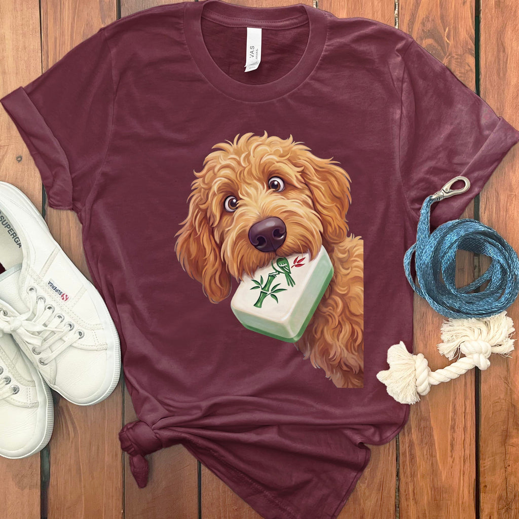 Apricot Goldendoodle Mahjong T-Shirt in Maroon / S by Puppy Jo