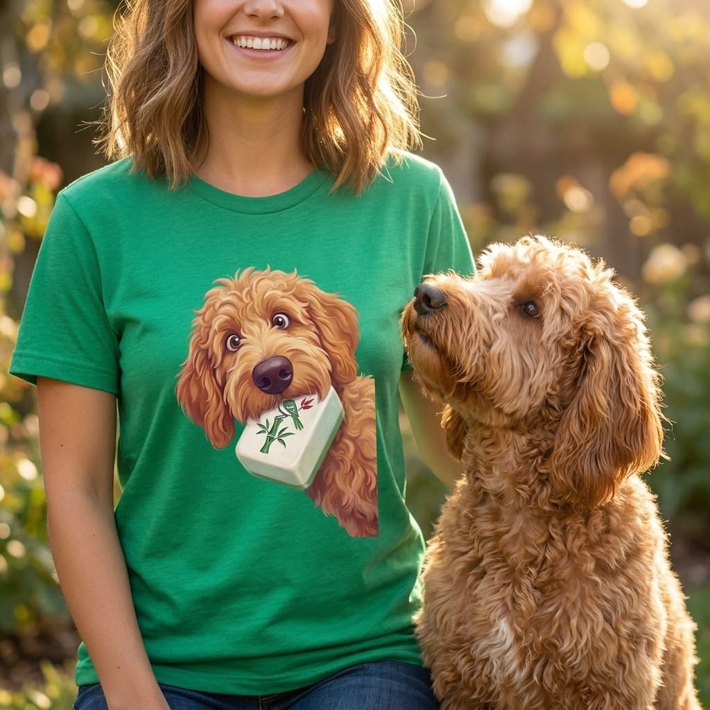Apricot Goldendoodle Mahjong T-Shirt in by Puppy Jo