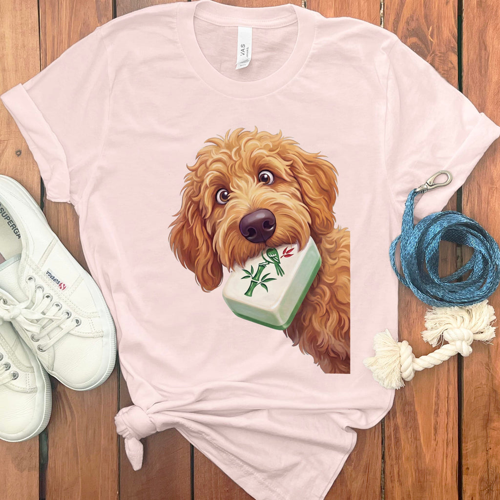 Apricot Goldendoodle Mahjong T-Shirt in Soft Pink / S by Puppy Jo