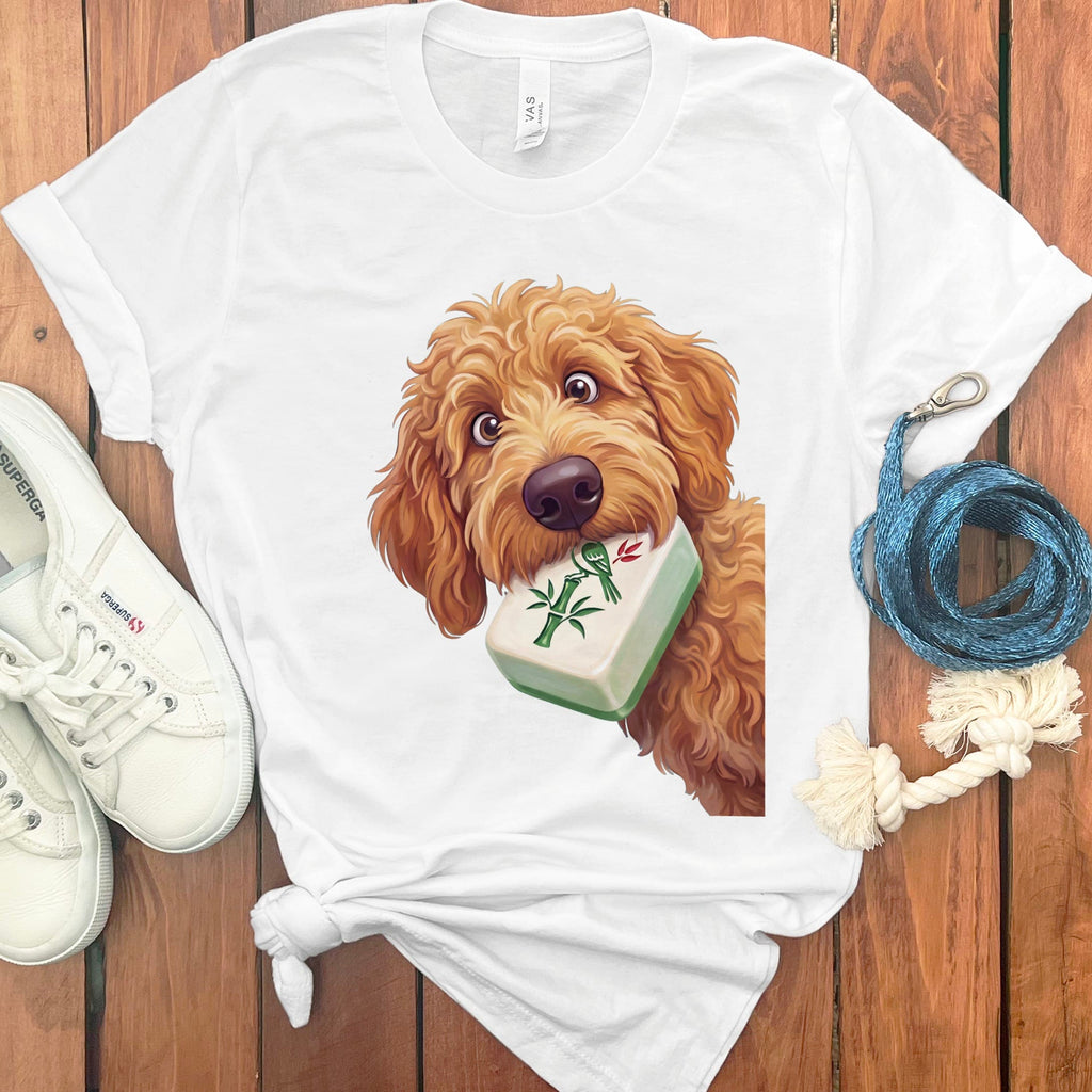Apricot Goldendoodle Mahjong T-Shirt in White / S by Puppy Jo