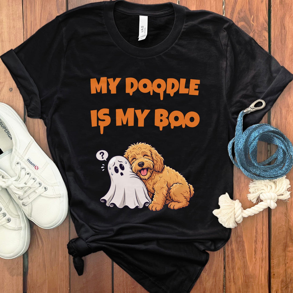 Apricot Goldendoodle My Boo T-Shirt in Black / S by Puppy Jo